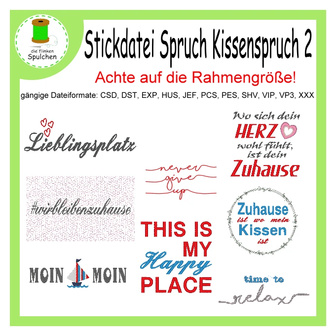 Stickdatei Sprüche Kissenspruch Set 2