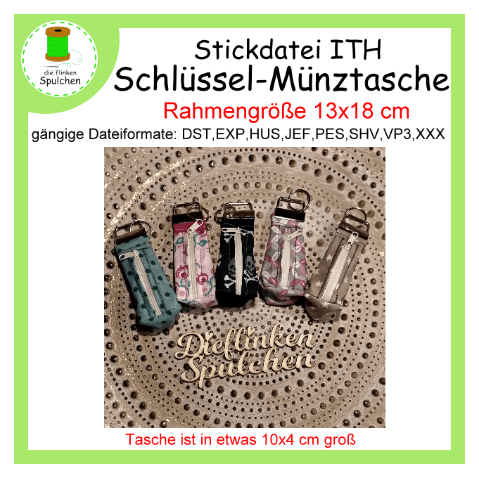 Stickdatei ITH Münztäschchen für den Schlüsselbund