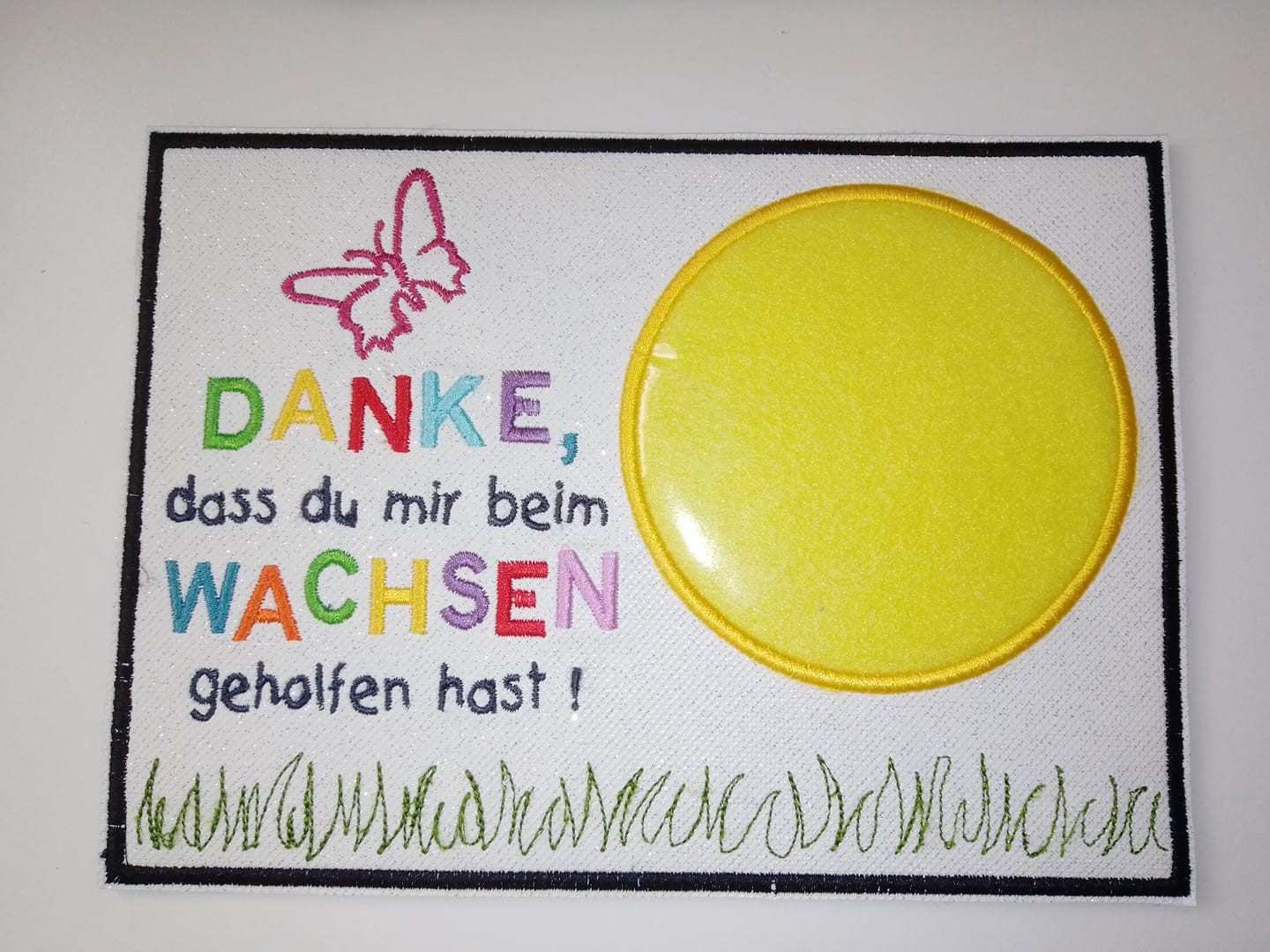 Stickdatei ITH MugRug Danke / Abschied