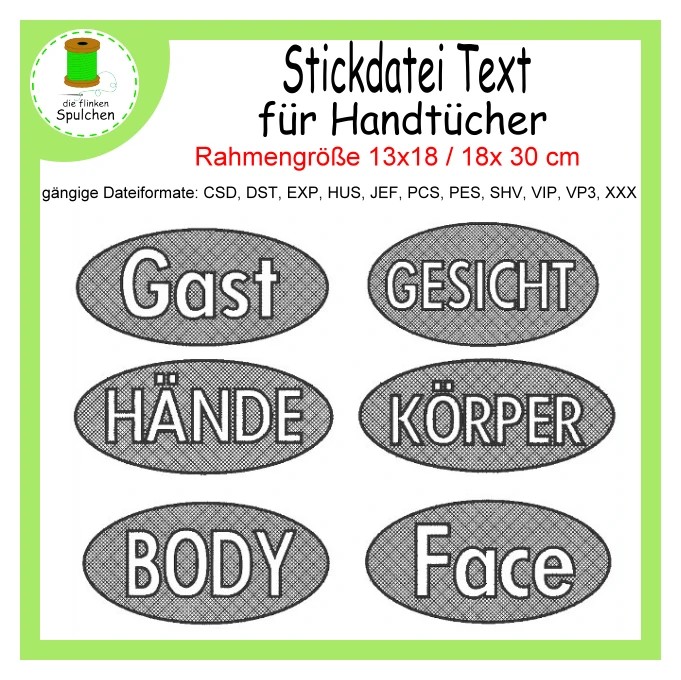 Stickdatei Schriften für Handtücher Set 1