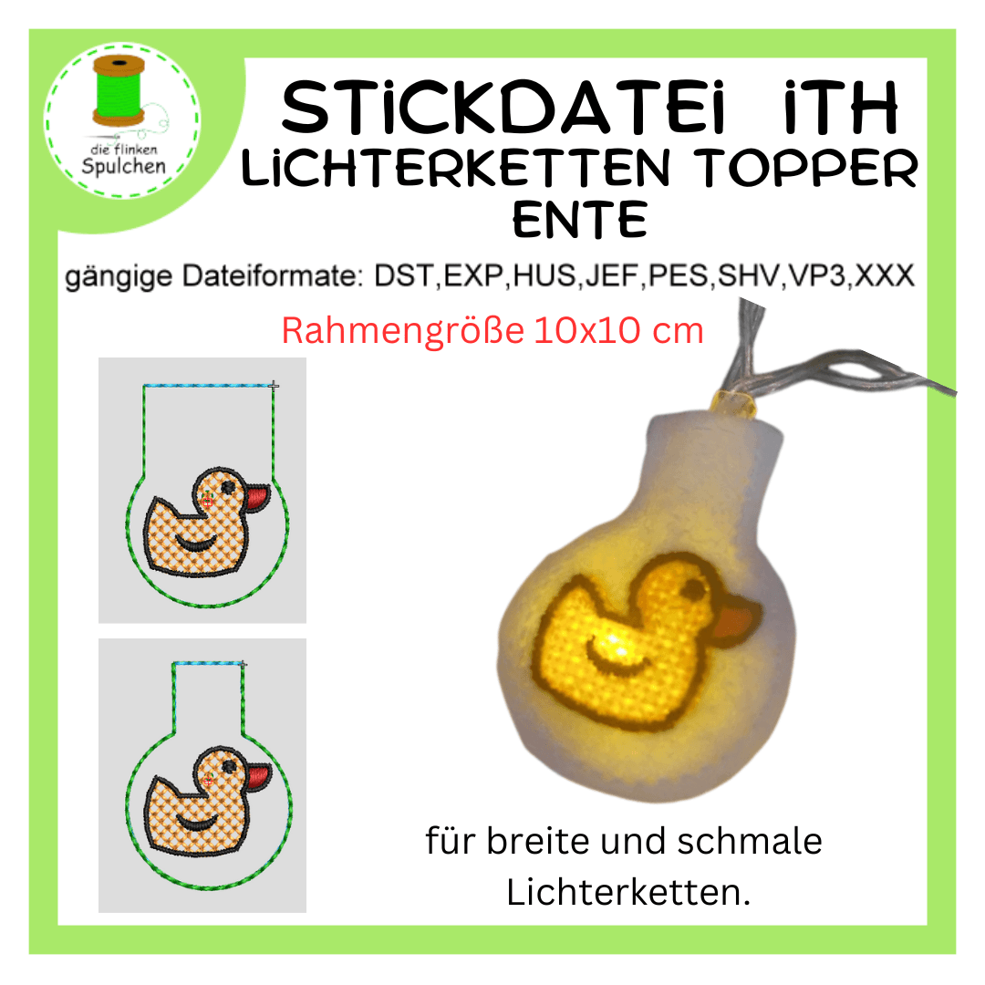 Stickdatei ITH Lichterketten Topper Ente