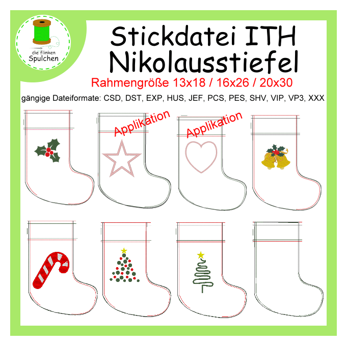 Stickdatei ITH Nikolaus Stiefel Set