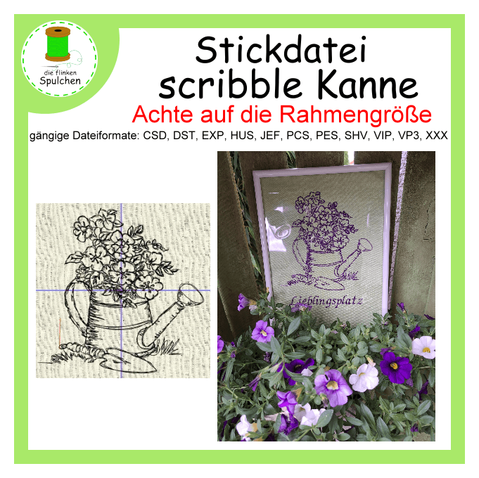 Stickdatei scribble Gießkanne