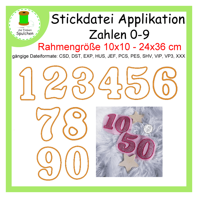 Stickdatei Applikation Zahlen