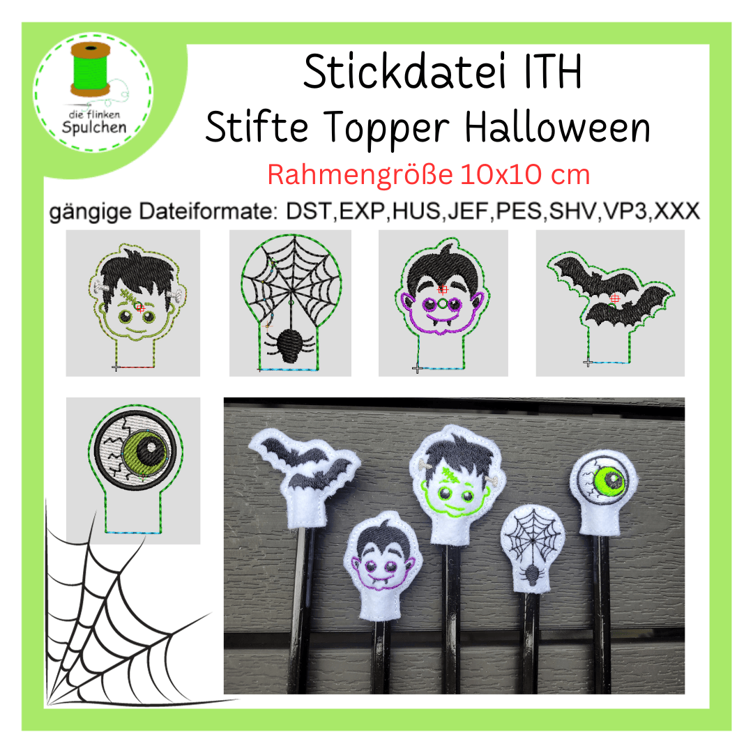 Stickdatei ITH Stifte Topper Halloween