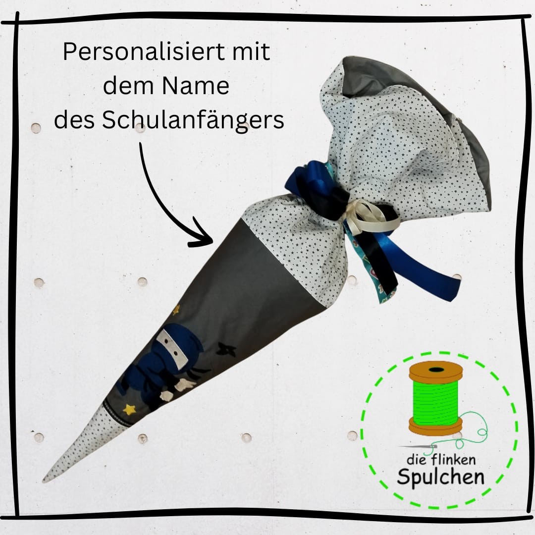 Schultüte „Ninja Power“ – cool, mutig und einzigartig!, aus Stoff incl. Papprohling