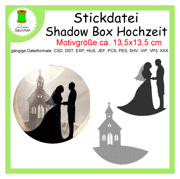 Stickdatei Shadow Box Hochzeit