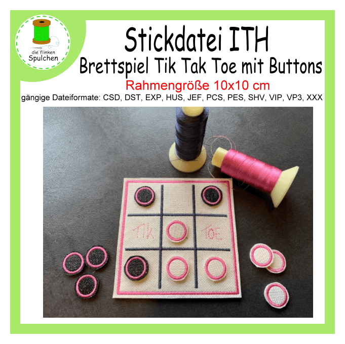 Stickdatei ITH Brettspiel Tik Tak Toe