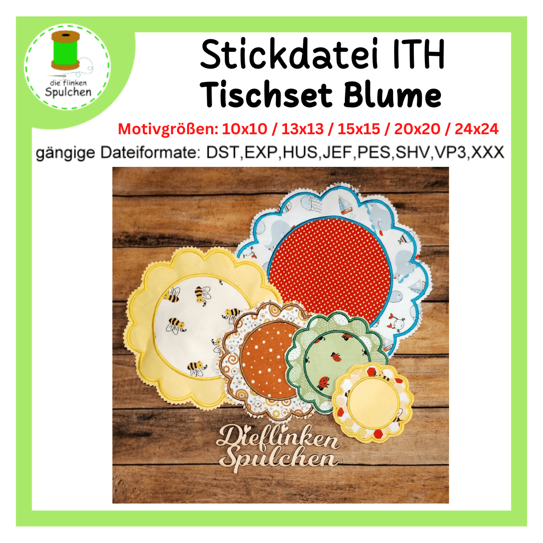 Stickdatei ITH Tischset Blume