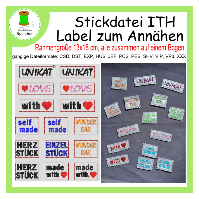 Stickdatei ITH Label Allgemein