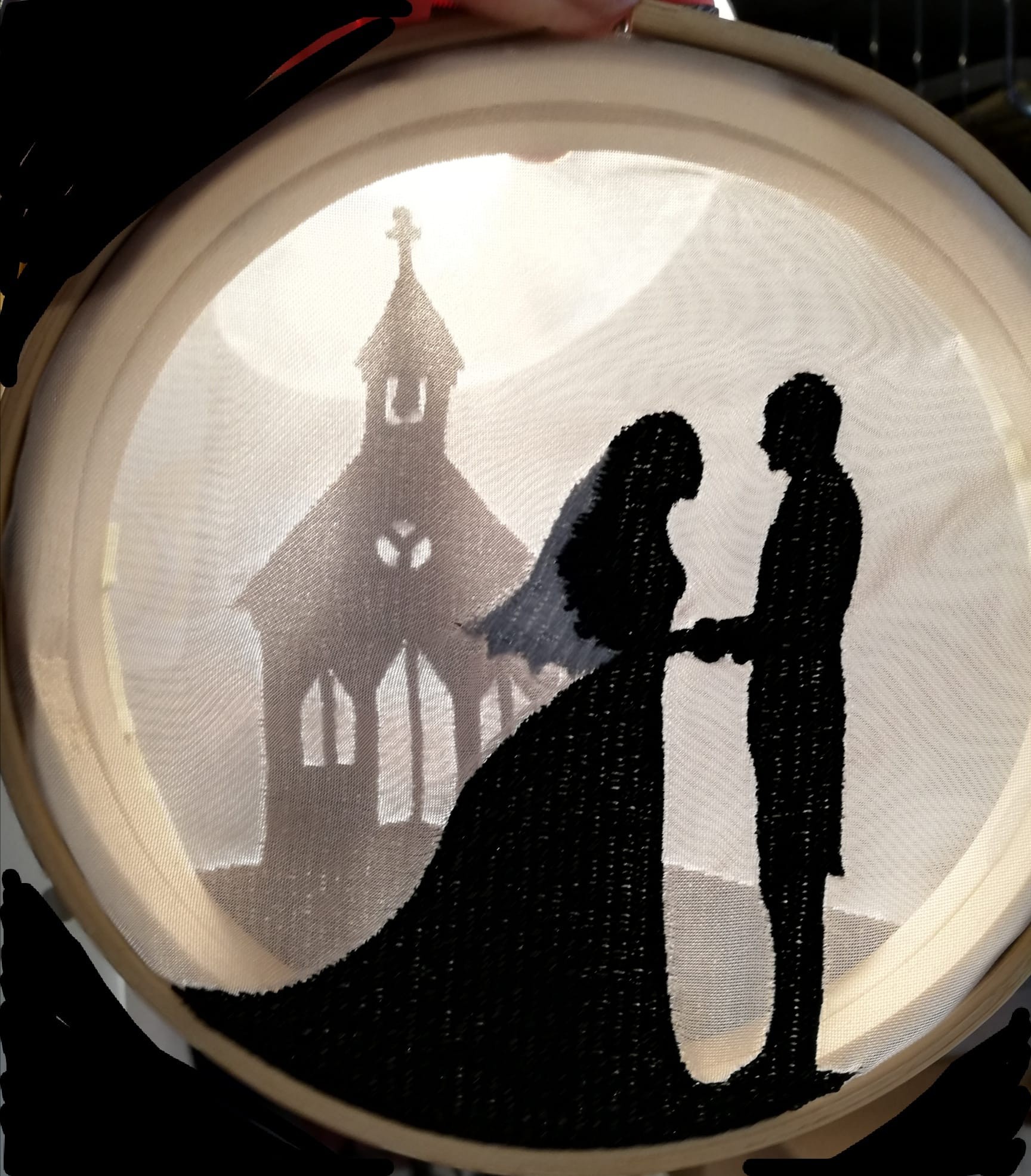 Stickdatei Shadow Box Hochzeit