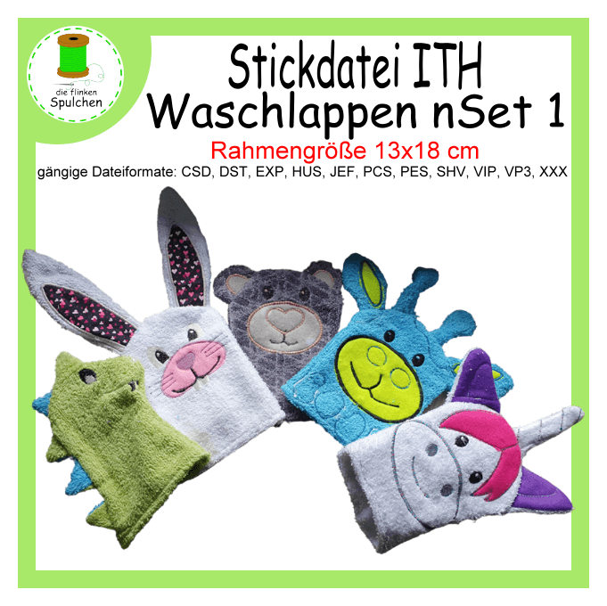 Stickdatei ITH Waschlappen Set 1