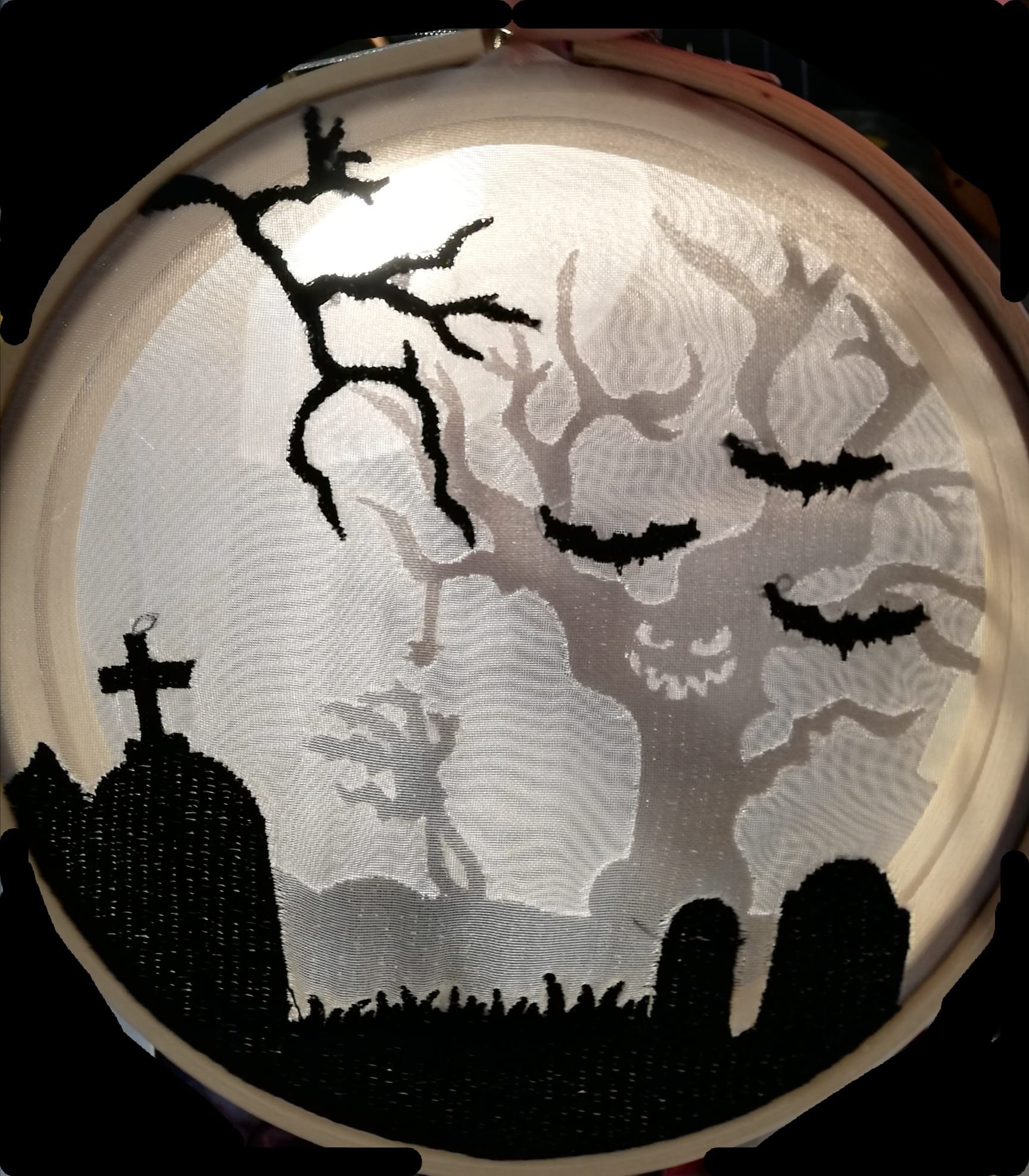 Stickdatei Shadow Box Friedhof / Halloween