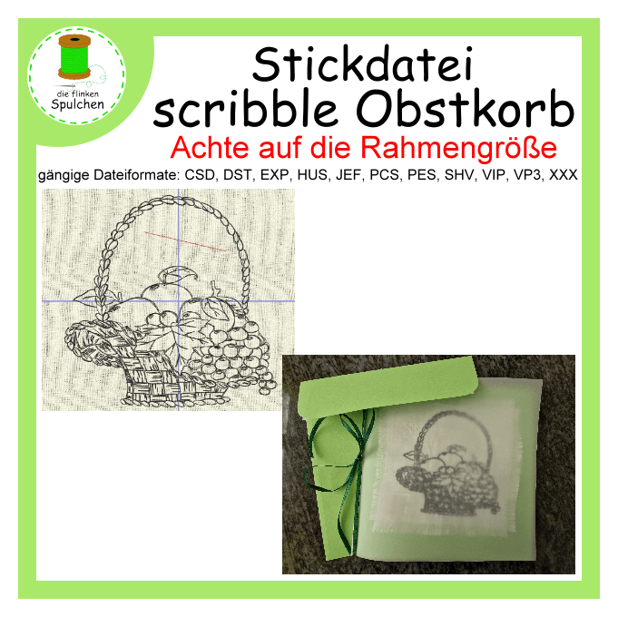 Stickdatei scribble Obstkorb