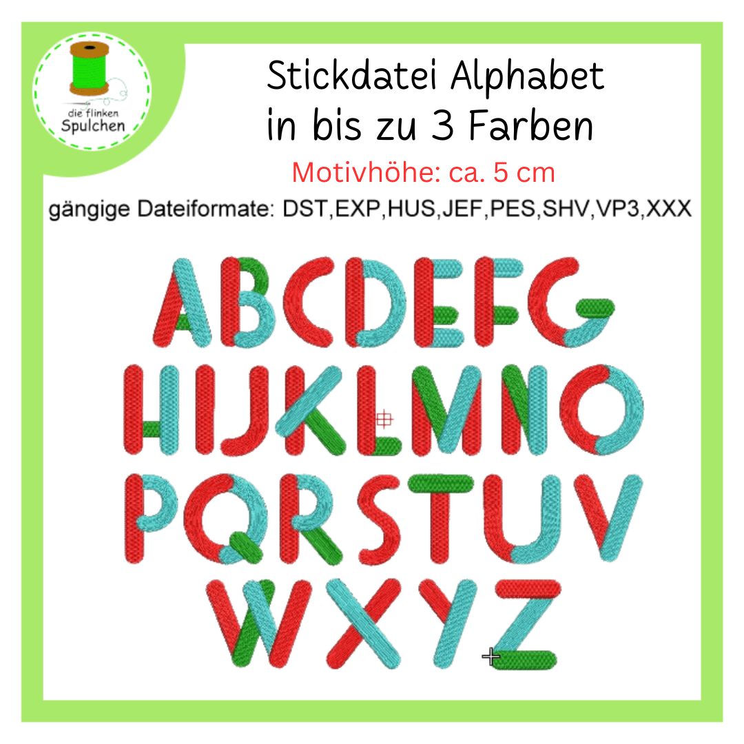 Stickdatei großes buntes Alphabet / Buchstaben