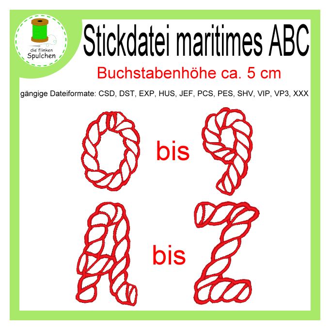 Stickdatei Maritimes ABC / Buchstaben / Alphabet