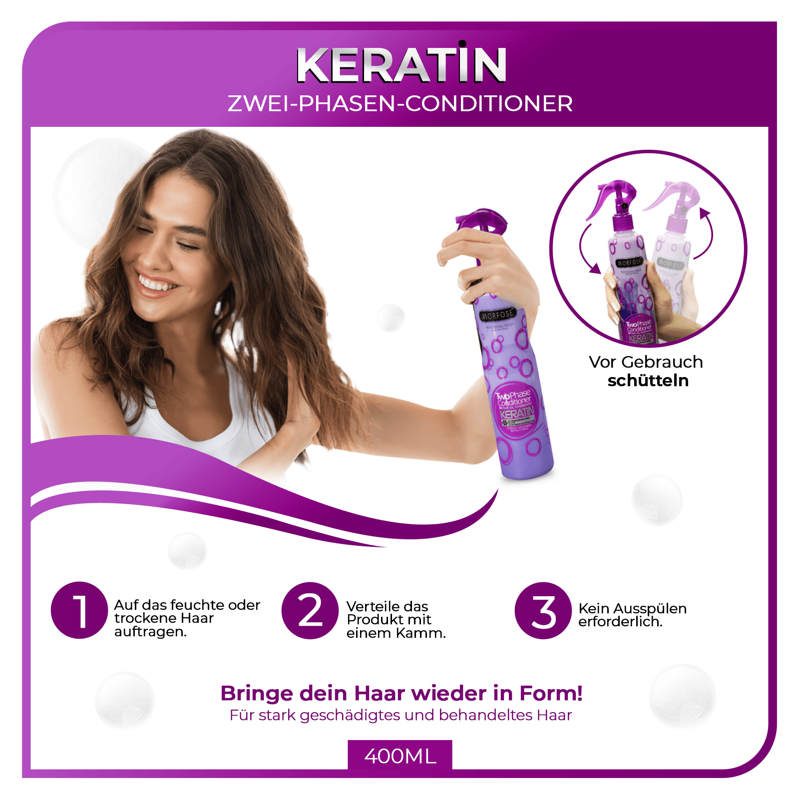 Morfose Keratin 2 Phase Hair Conditioner Spray 400 ml