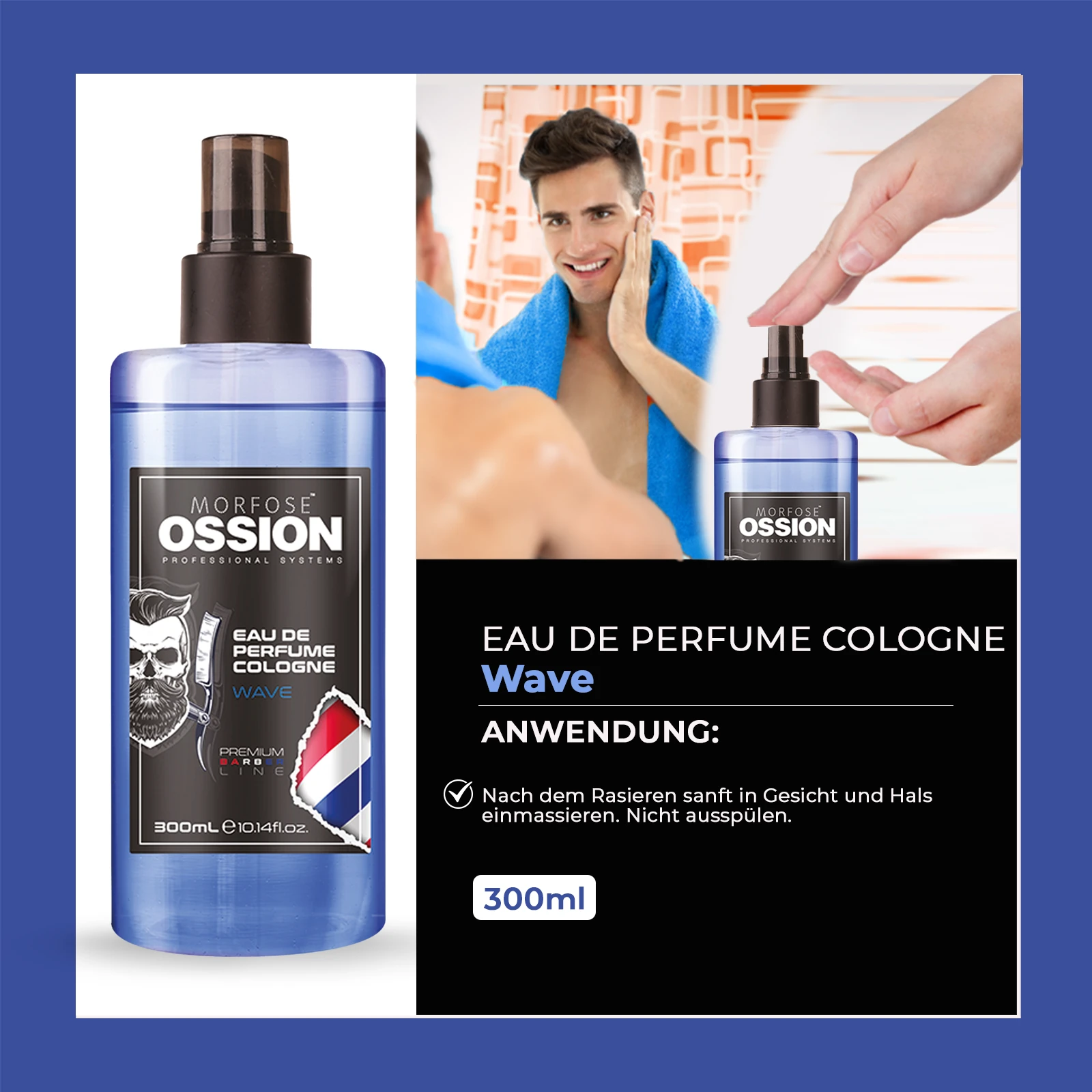 Morfose Ossion Premium Barber Line Eau De Cologne Spray Wave 300 ml