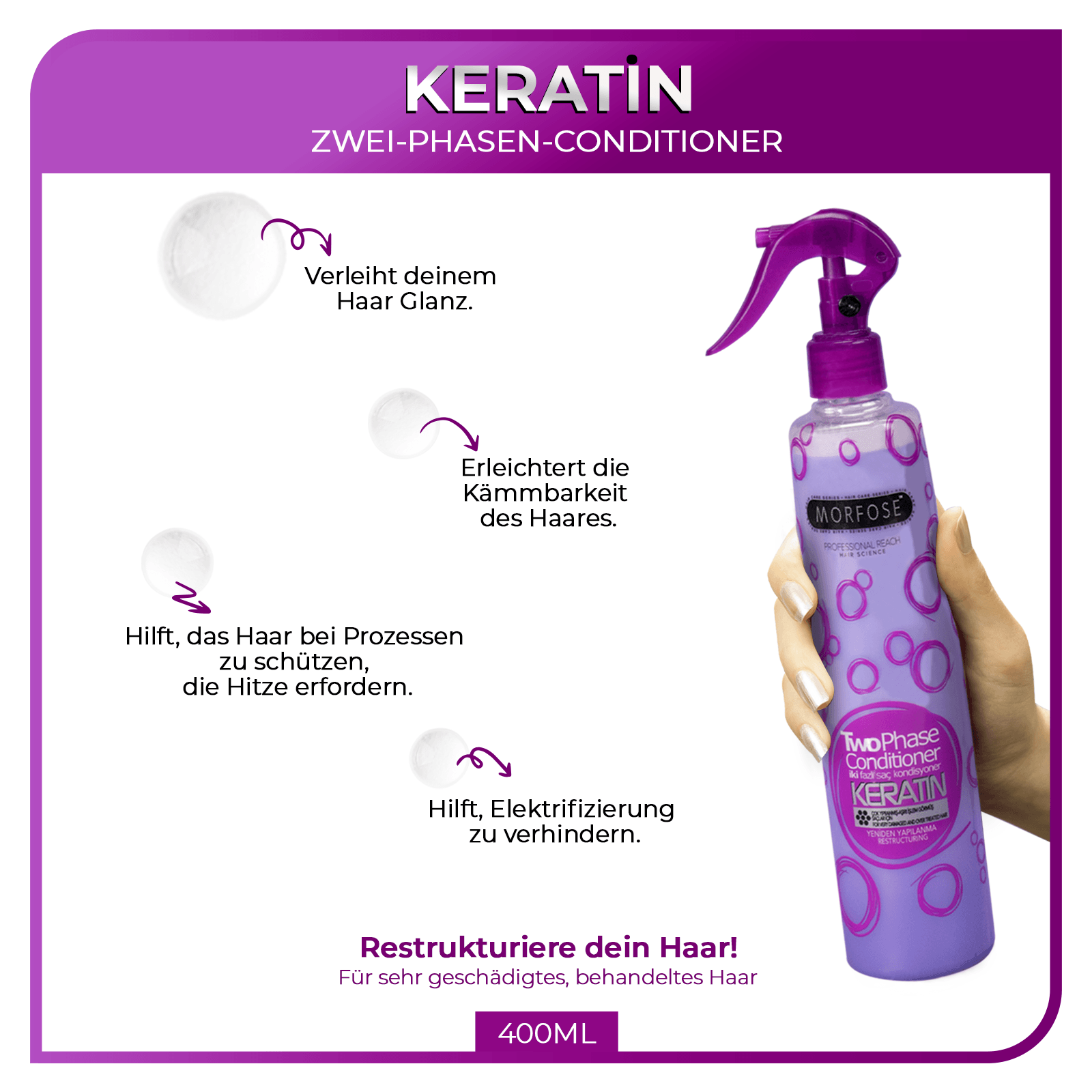 Morfose Keratin 2 Phase Hair Conditioner Spray 400 ml
