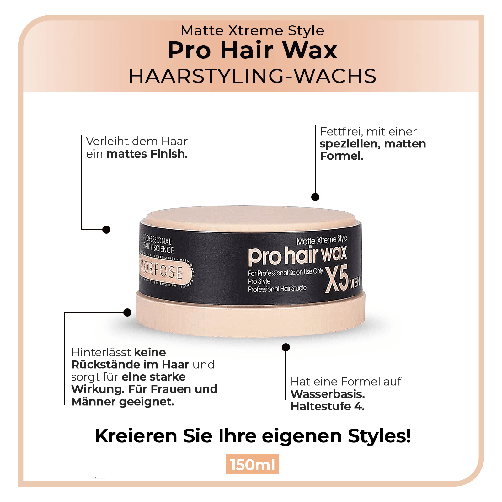 Morfose Matte Xtreme Style X5 Pro Haarwachs 150ml