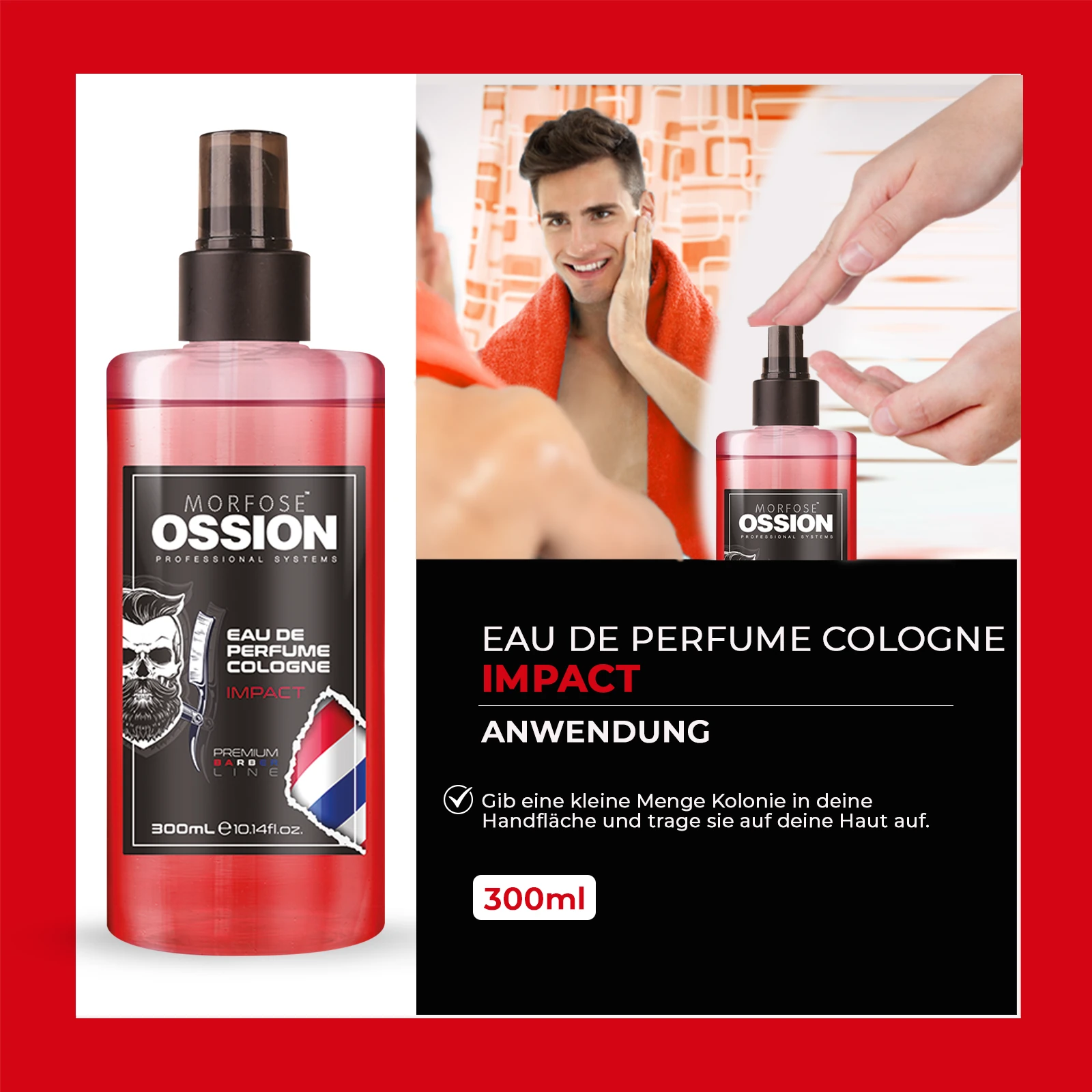 Morfose Ossion Premium Barber Line Eau De Cologne Spray Impact 300 ml
