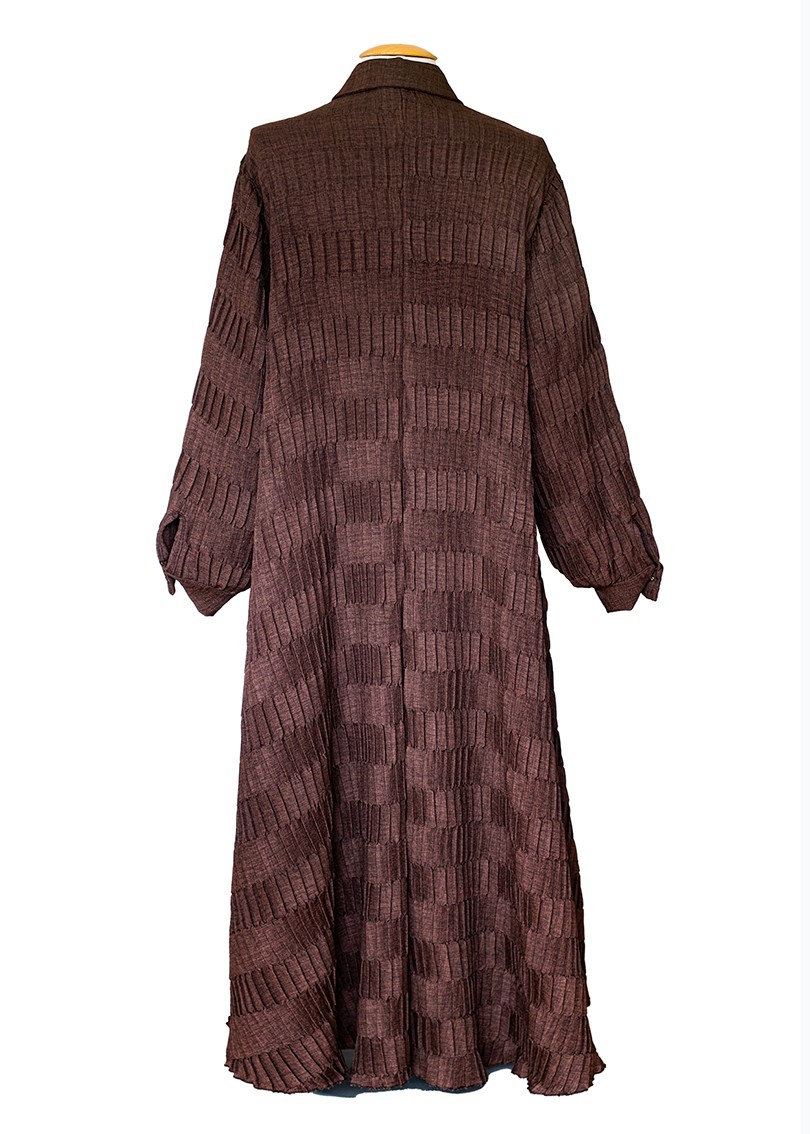 Hemdkleid lang in modernem Pliessee Look, langarm, Einheitsgröße 38-42
