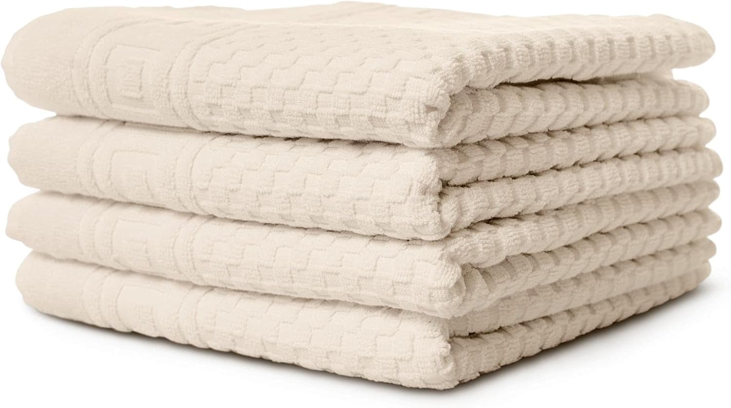 4x Handtuch WAFFEL NATUR 50x100 cm I ungebleichte & ungefärbte Baumwolle Öko-Tex 100