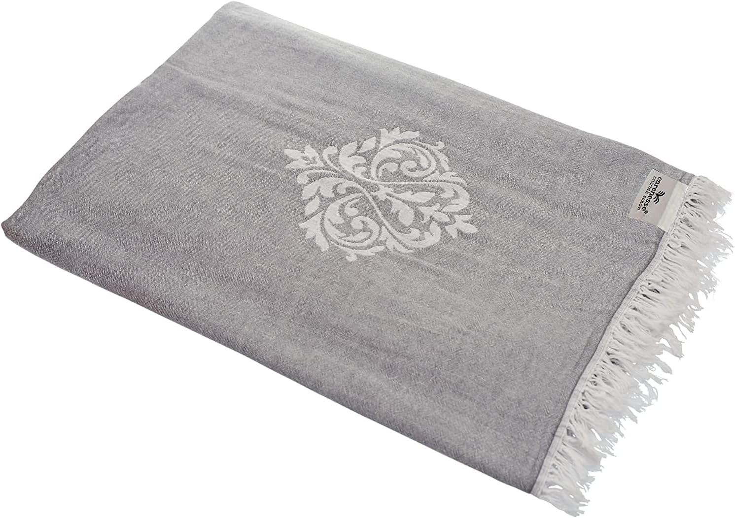 Tagesdecke Ornament grau 180 x 210 cm Wohndecke Überwurf Bett & Sofa 100% Baumwolle