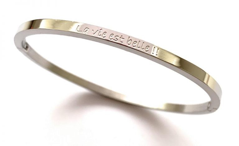 Mantra Armband Bracelet Sprucharmband "La vie e belle" mit Clipverschluss