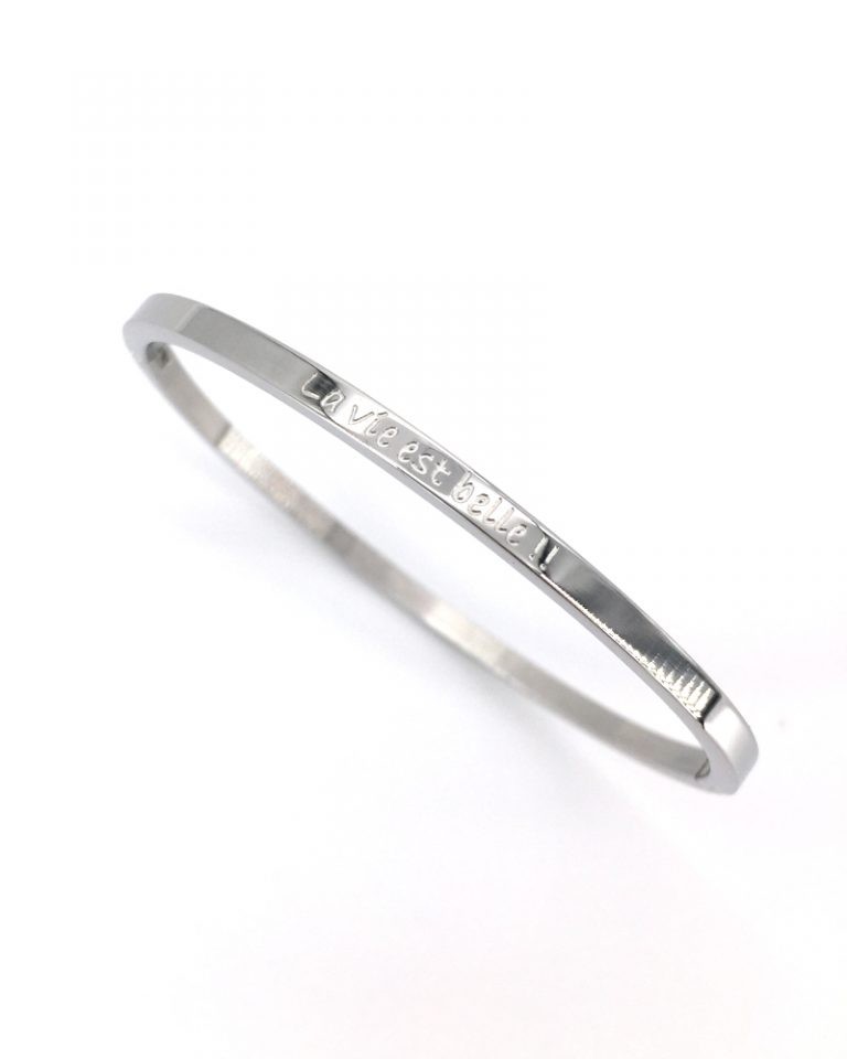 Mantra Armband Bracelet Sprucharmband "La vie e belle" mit Clipverschluss