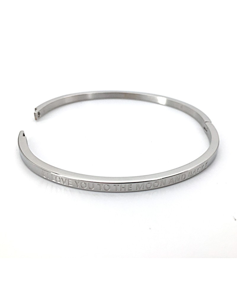 Mantra Armband Bracelet Sprucharmband "Love you to the moon and back" mit Clipverschluss