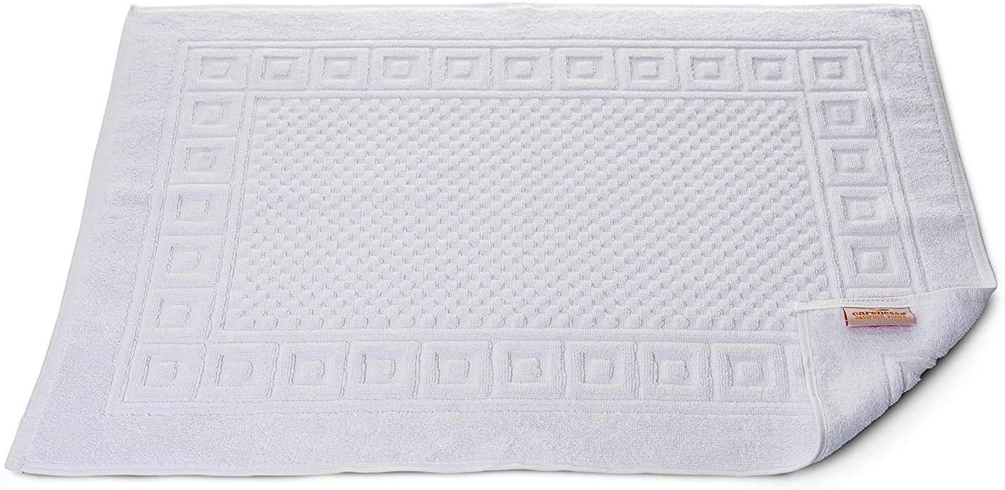 2x Badvorleger WAFFEL 50x70 cm weiß 100% Baumwolle Badematte Badteppich Duschvorleger