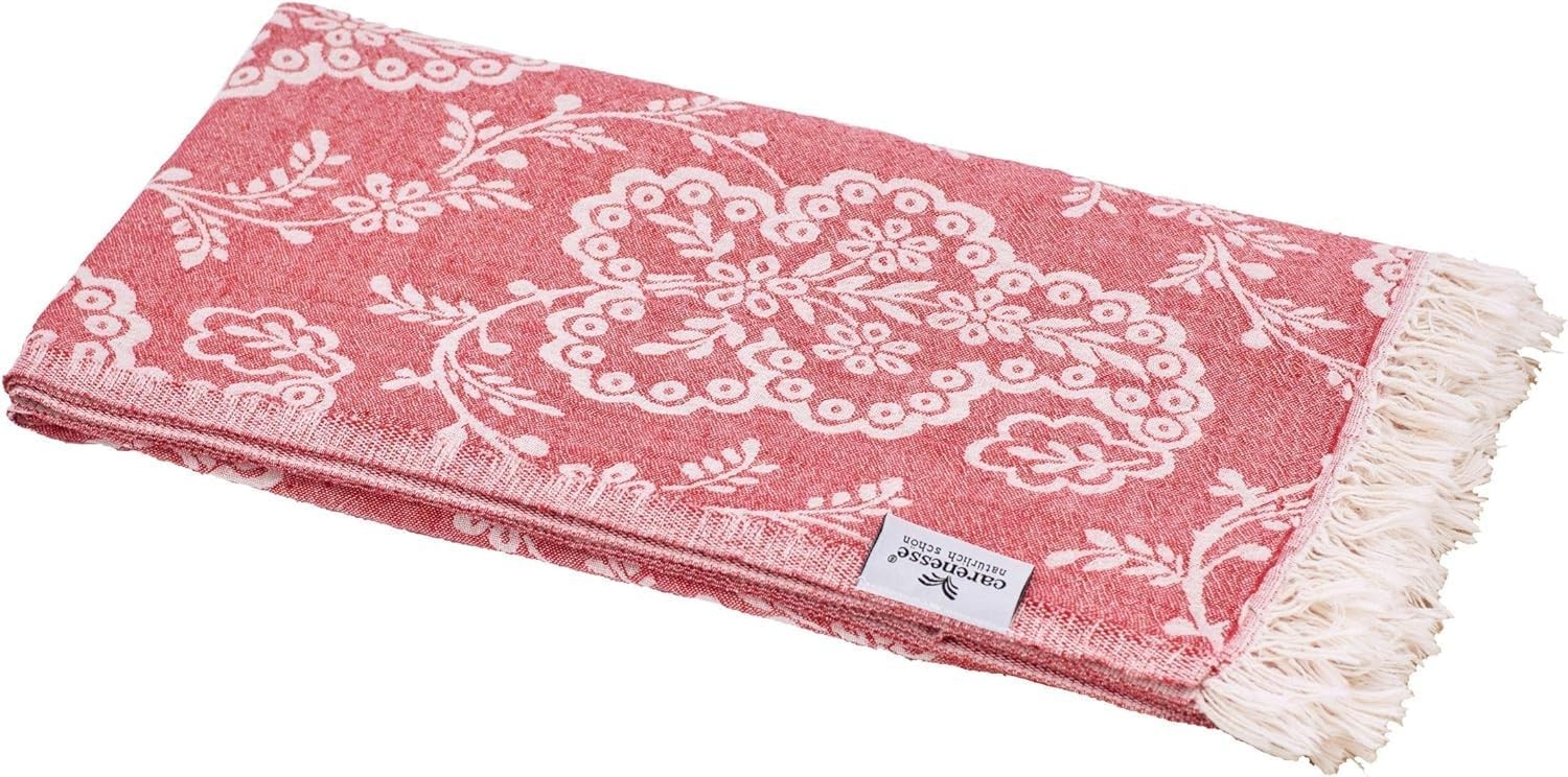 Tagesdecke PAISLEY rot 150 x 200 cm Single Size Wohndecke Überwurf Bett & Sofa 100% Baumwolle