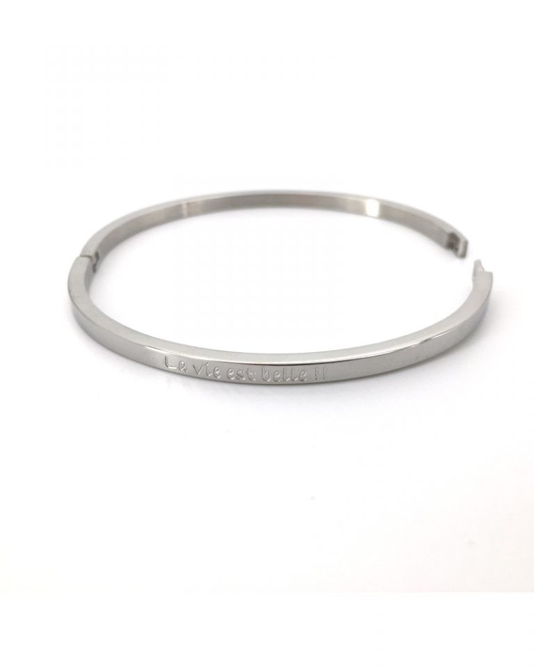 Mantra Armband Bracelet Sprucharmband "La vie e belle" mit Clipverschluss