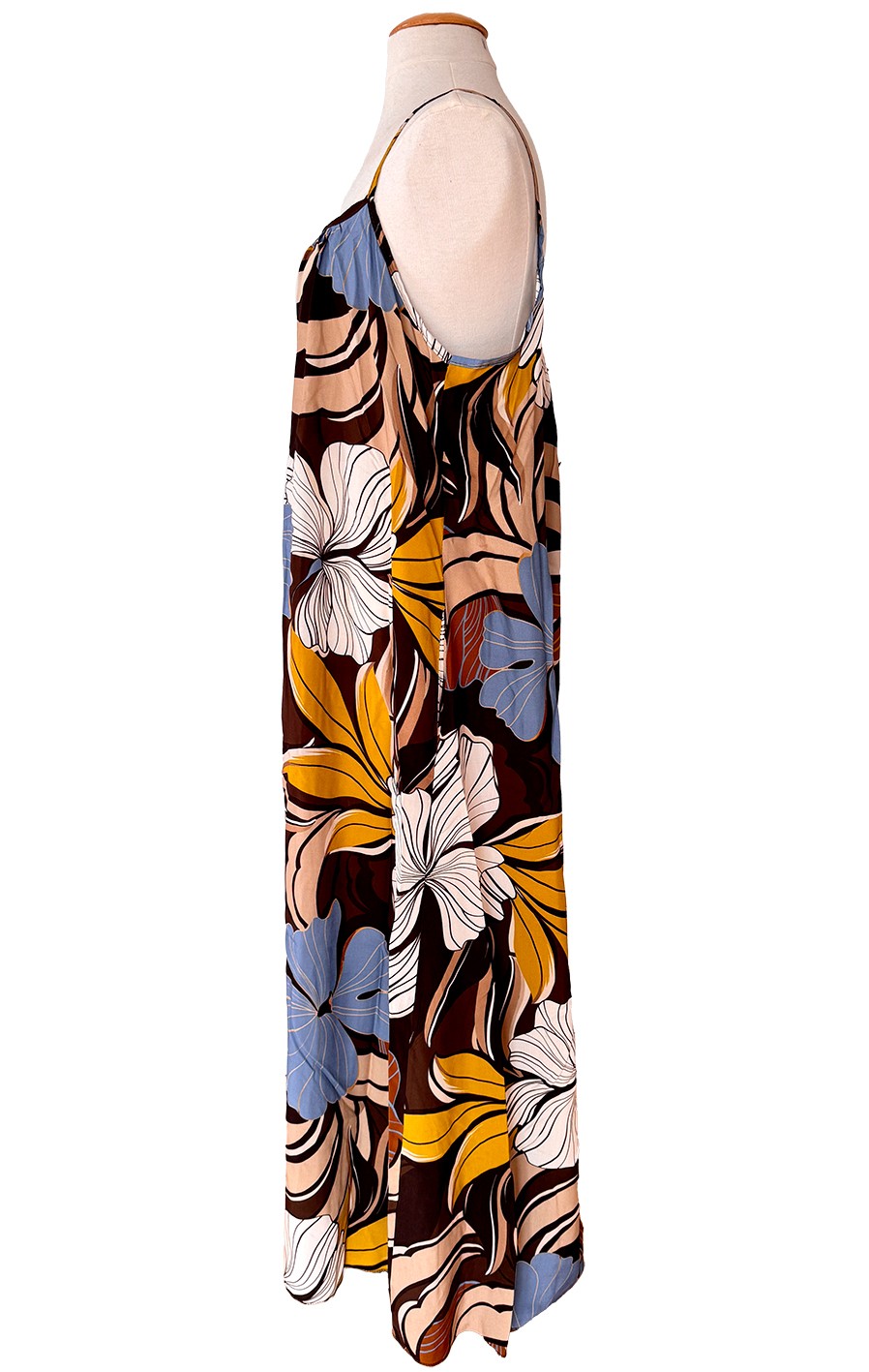 Träger Kleid mit Spaghettiträger florales Blumendesign mit 2 Eingrifftaschen, Einheitsgröße 38-42