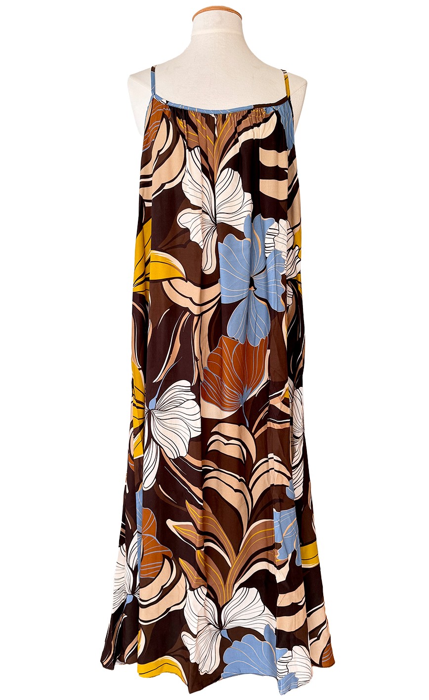 Träger Kleid mit Spaghettiträger florales Blumendesign mit 2 Eingrifftaschen, Einheitsgröße 38-42