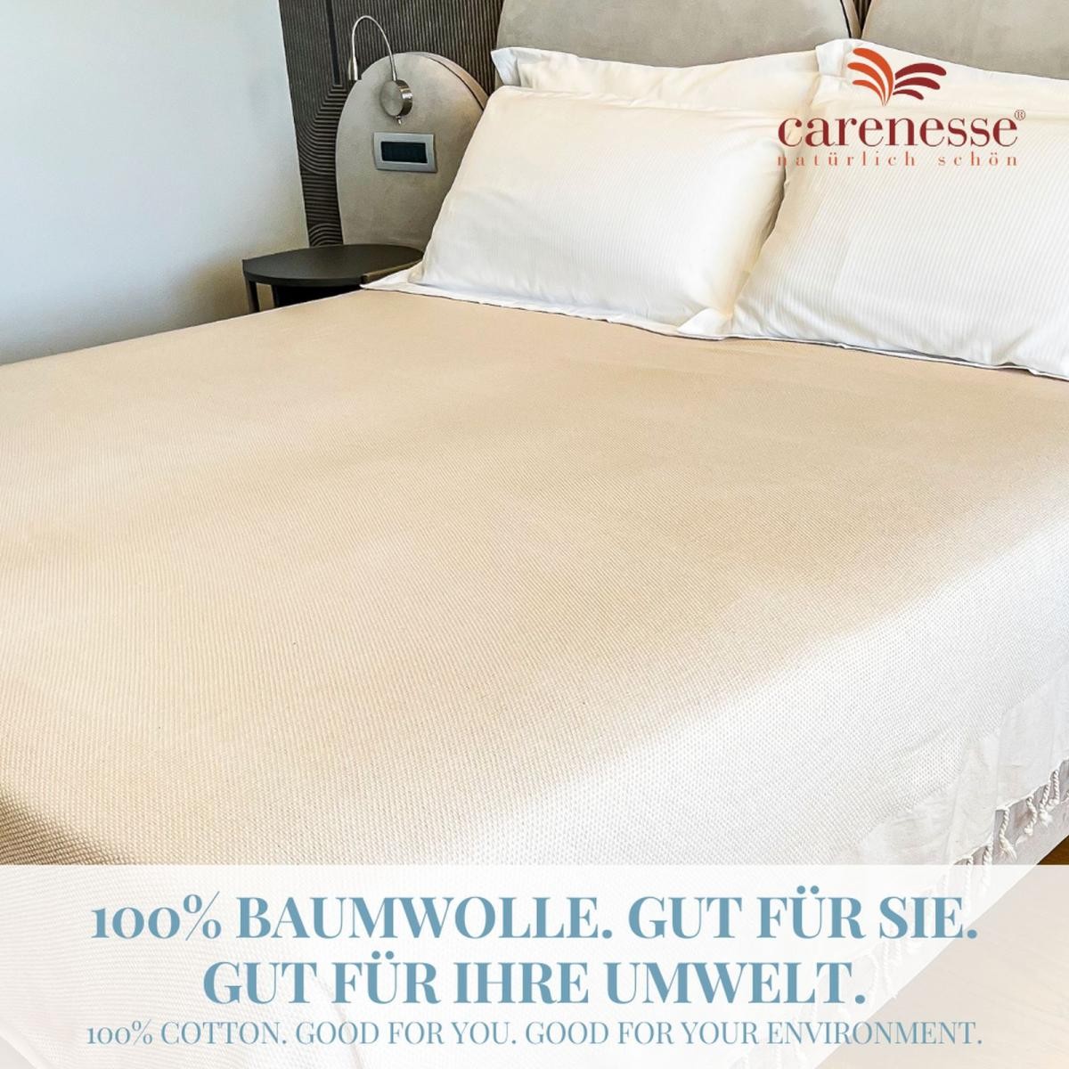 Tagesdecke FAVO beige Queen Size 200 x 240 cm Plaid Blanket Überwurf Bett & Sofa Pepita Muster