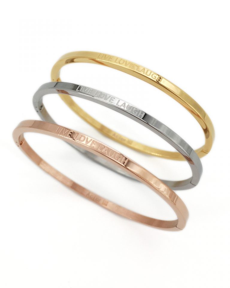 Mantra Armband Bracelet Sprucharmband "Live Love Laugh" mit Clipverschluss
