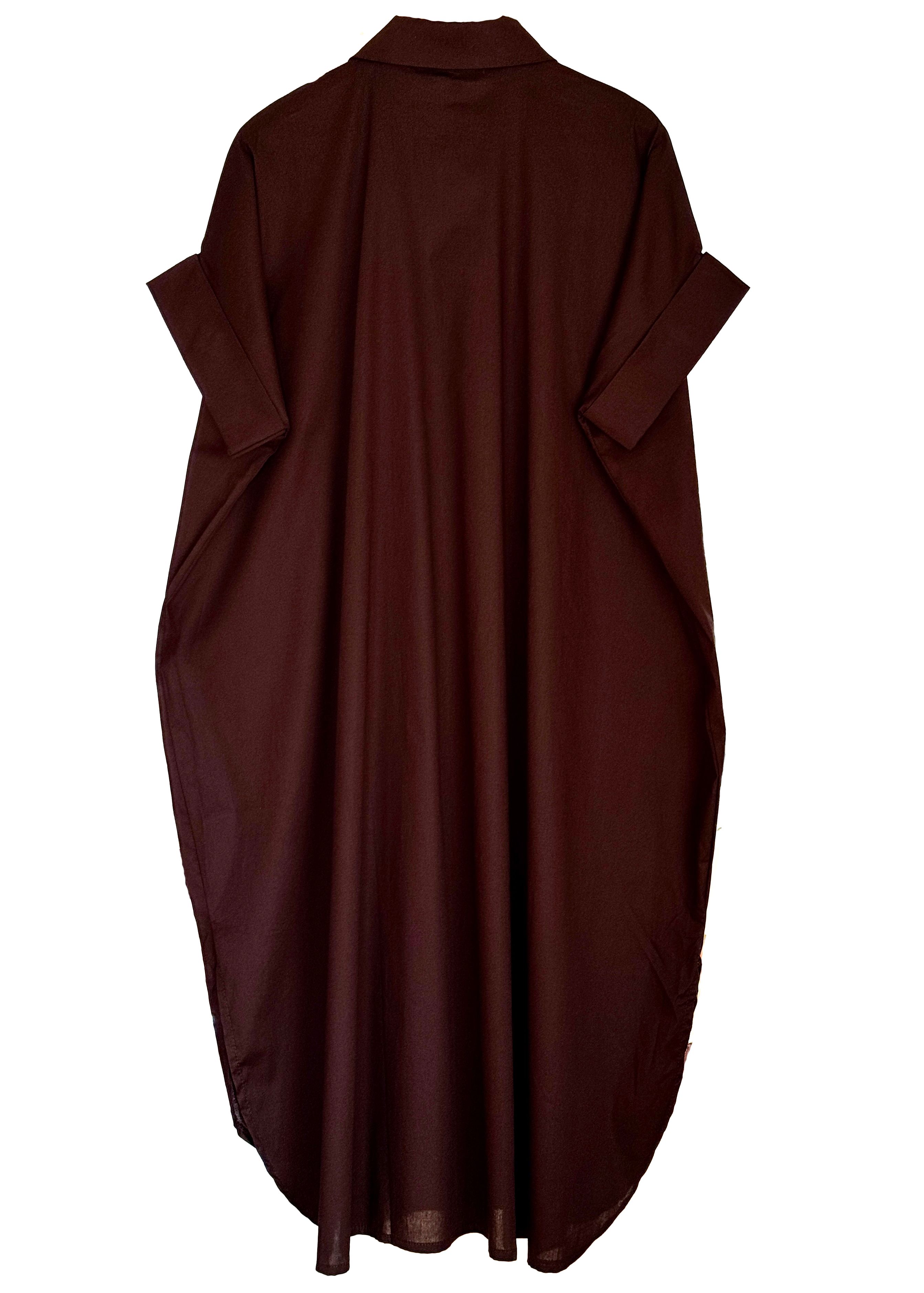 Hemd-Blusen-Kleid mit dekorativen Straß-Knöpfen, braun, Einheitsgröße 38-44