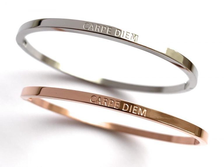 Mantra Armband Bracelet Sprucharmband "Carpe diem" mit Clipverschluss