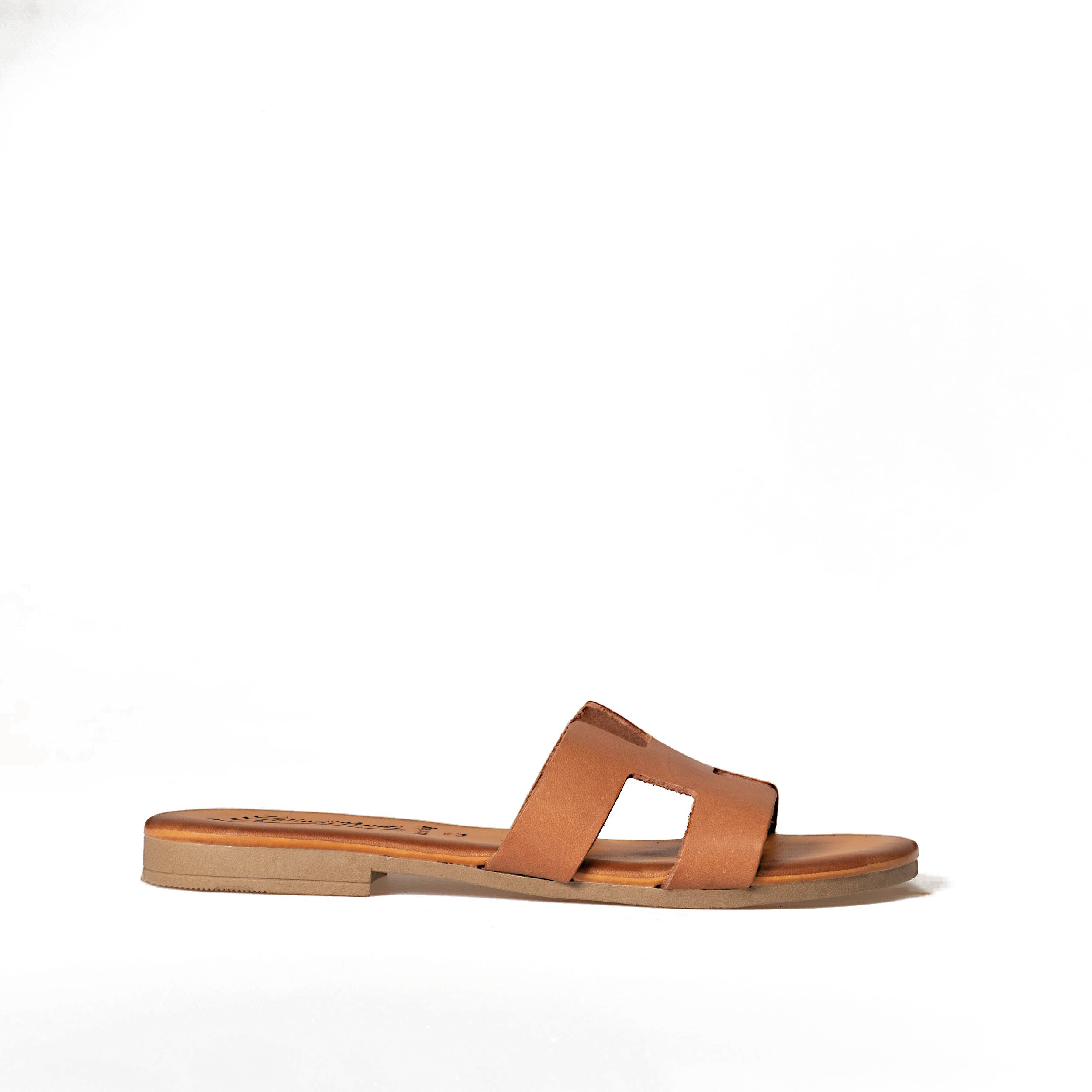 Echt Leder Sandale Hanna Cognac brown flache Sandale sommerlicher Look