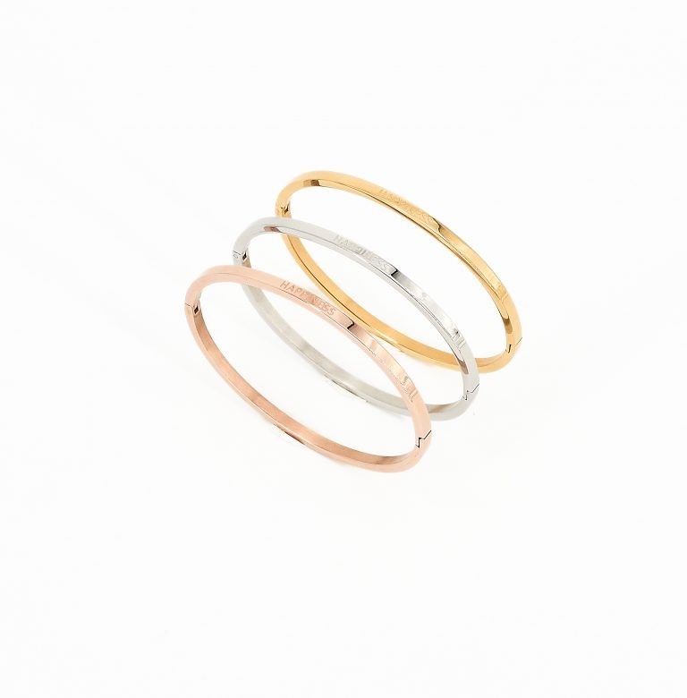 Mantra Armband Bracelet Sprucharmband "Happiness" mit Clipverschluss 