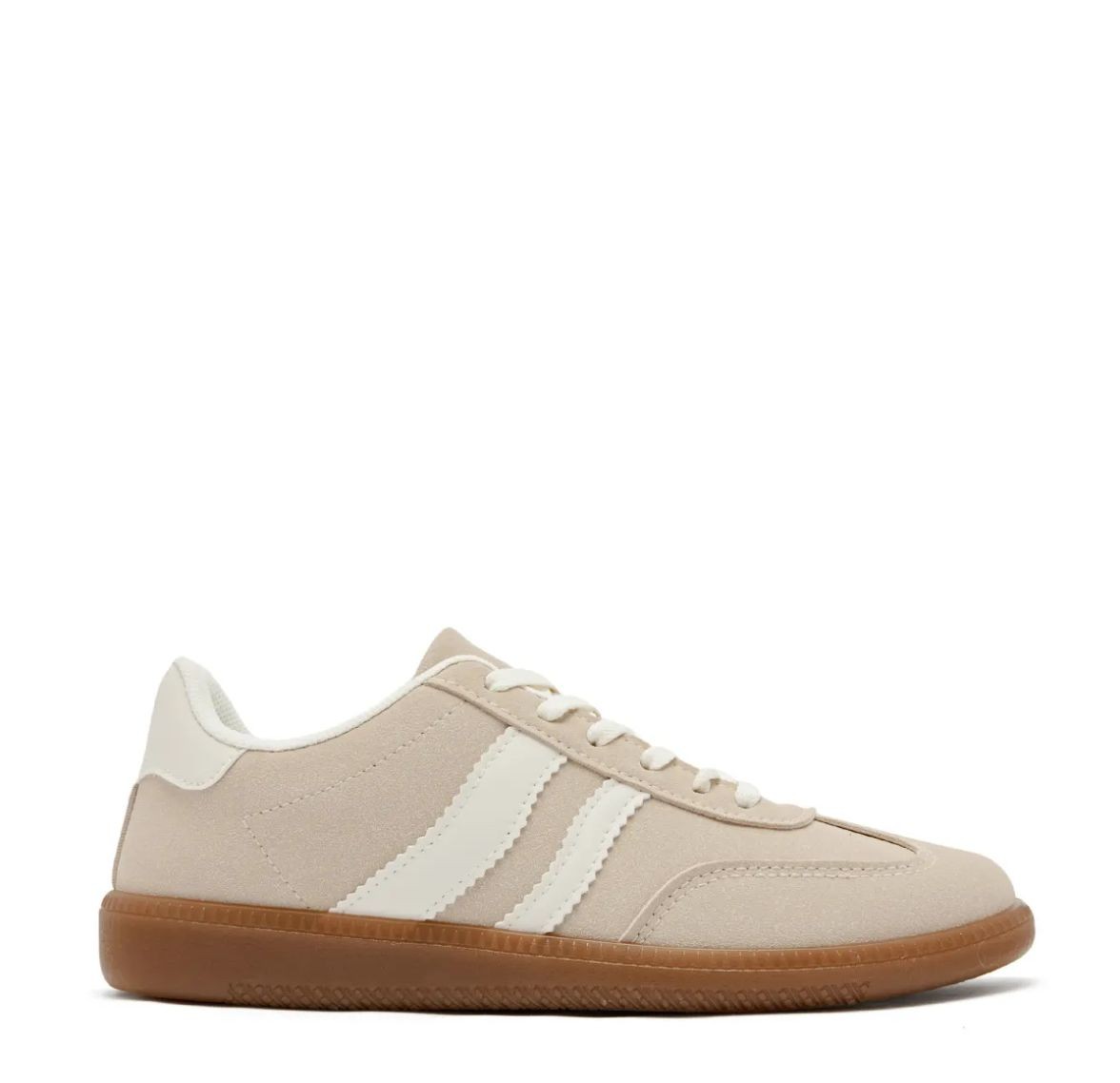 Sneaker Samba Klassischer Retro Sneaker mit Gummisohle Schnürschuh Turnschuh beige-weiß