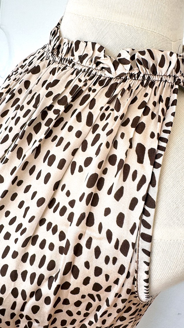 Träger Kleid Neckholder bodenlang Leo-Look beige Einheitsgröße 38-42 