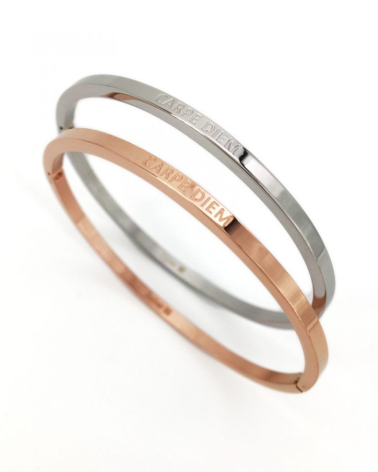 Mantra Armband Bracelet Sprucharmband "Carpe diem" mit Clipverschluss
