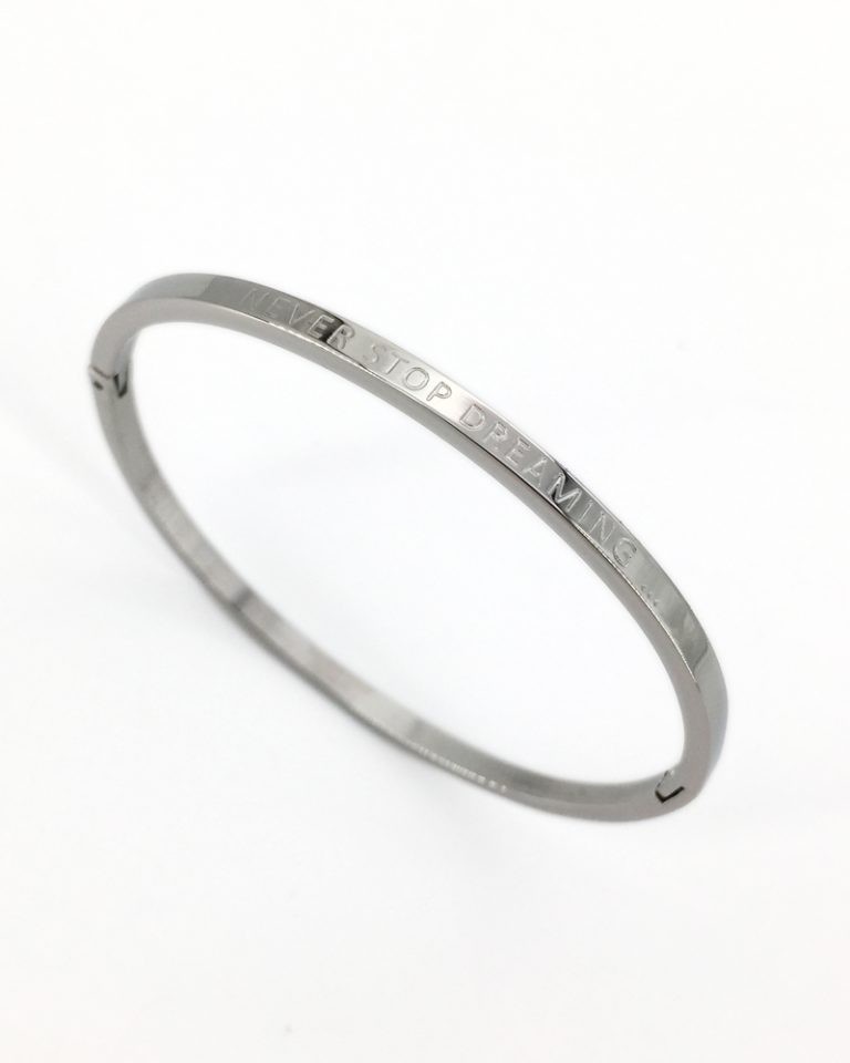Mantra Armband Bracelet Sprucharmband "never stop dreaming" mit Clipverschluss