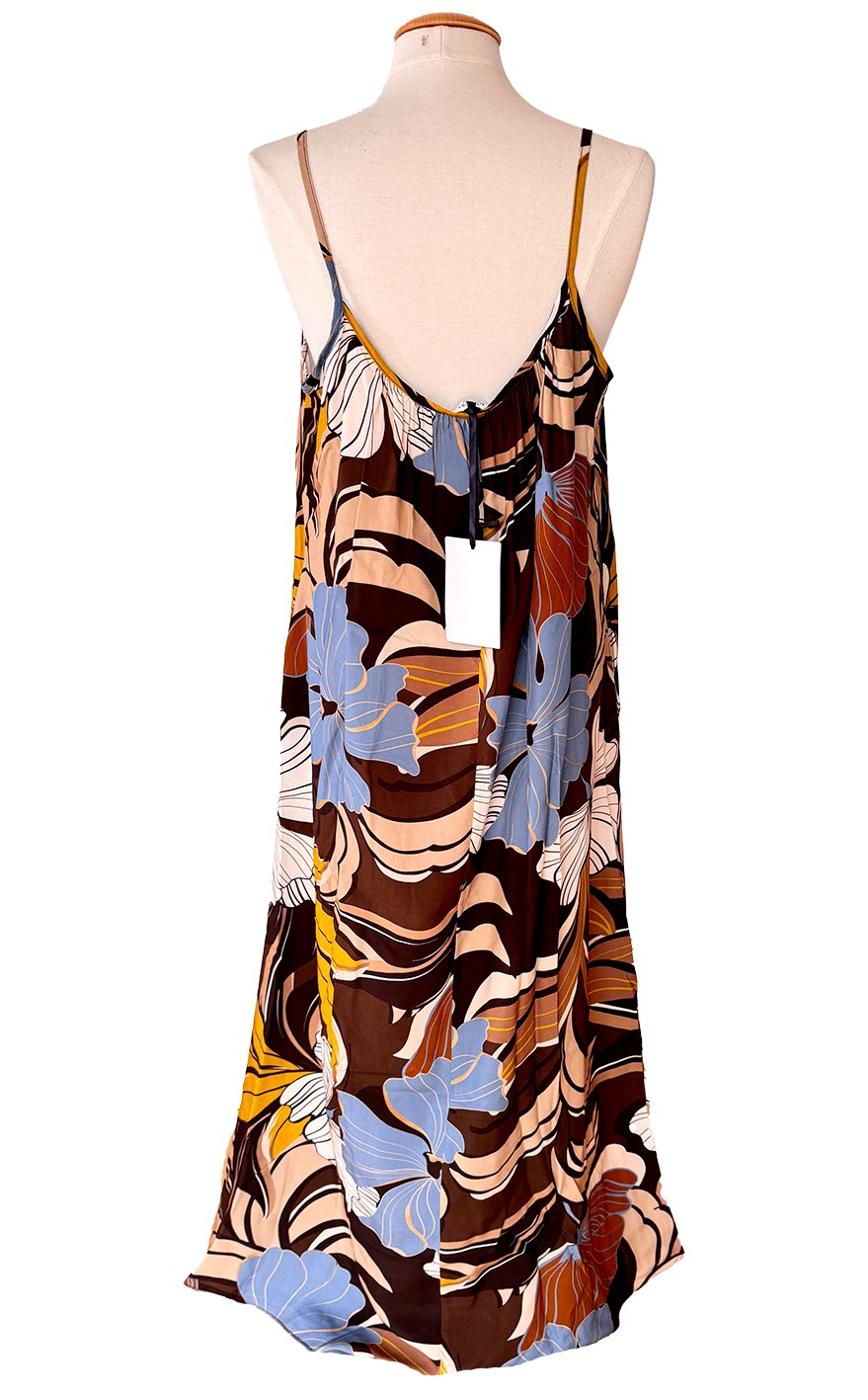 Träger Kleid mit Spaghettiträger florales Blumendesign mit 2 Eingrifftaschen, Einheitsgröße 38-42