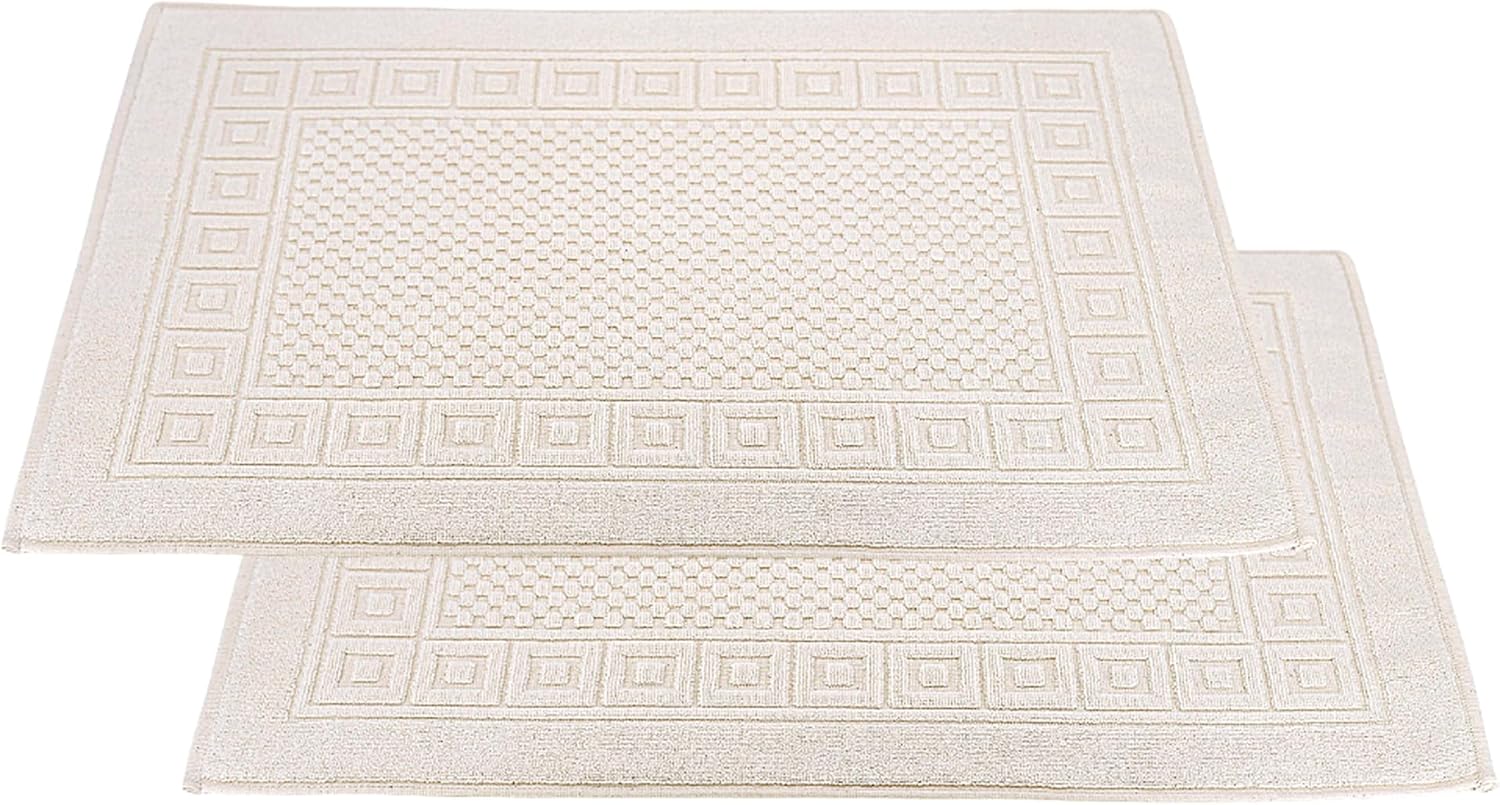 2x Badvorleger WAFFEL 50x70 cm natur / ecrü 100% ungebleichte & ungefärbte Baumwolle