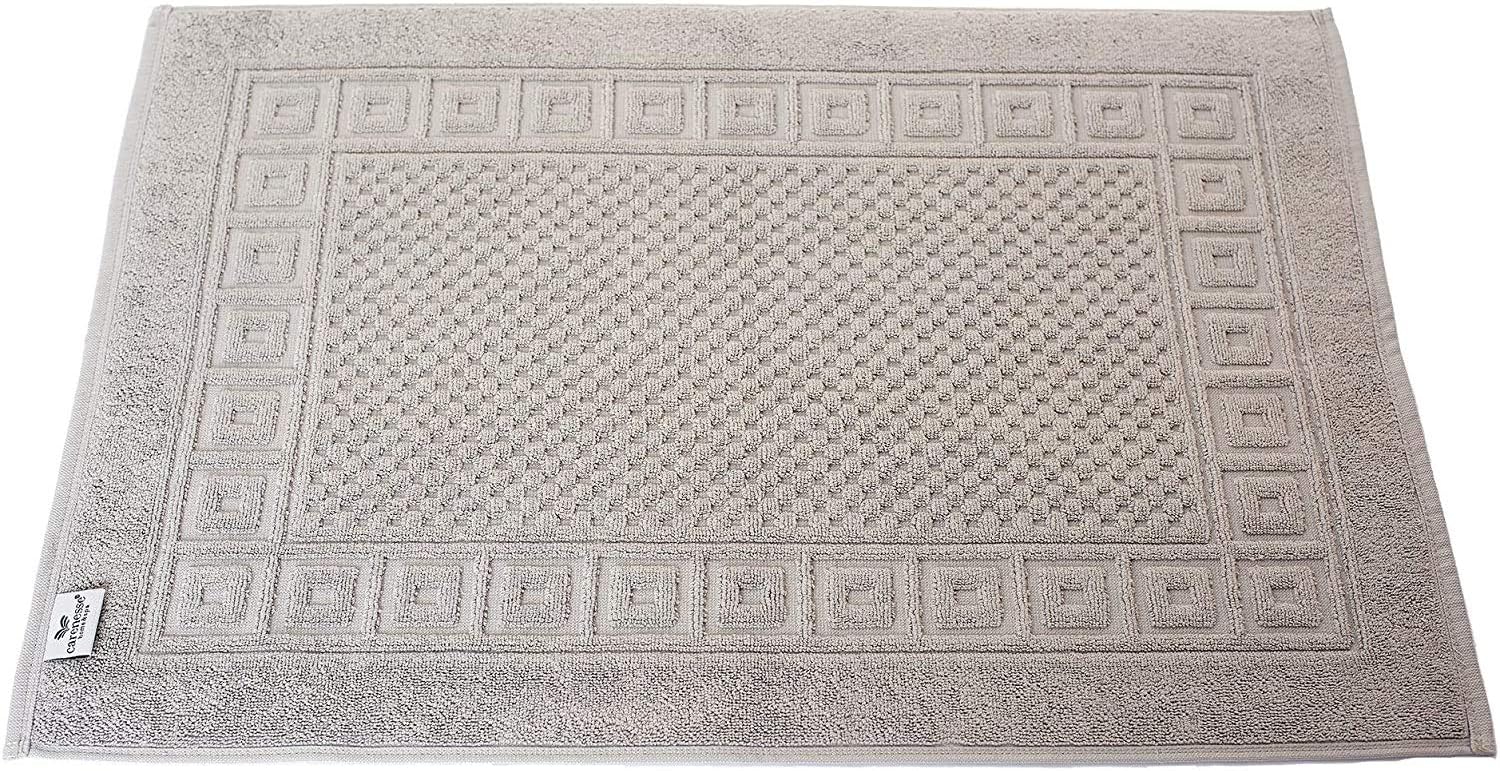 2x Badvorleger WAFFEL 50x70 cm grau 100% Baumwolle Badematte Badteppich Duschvorleger