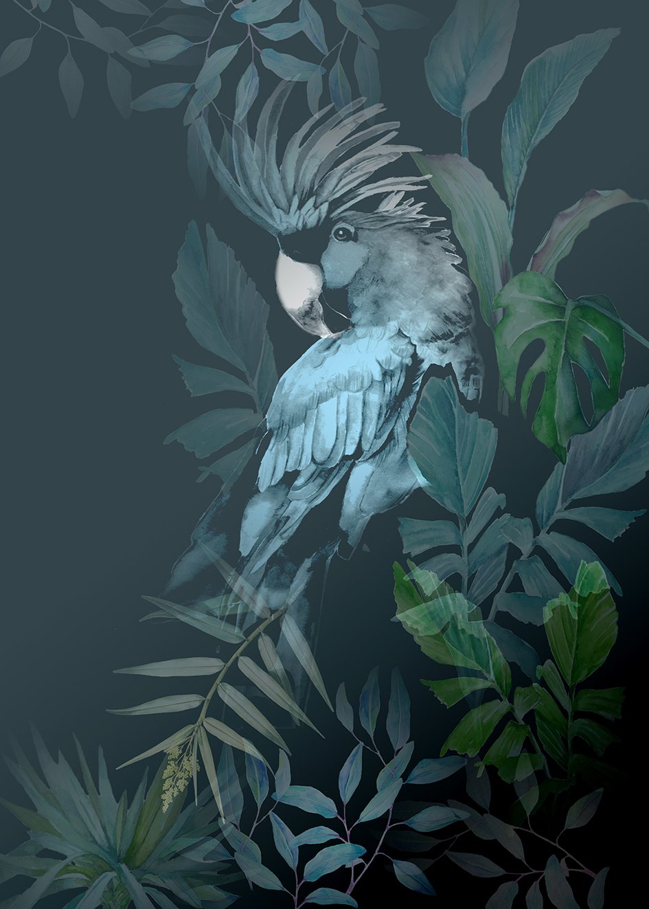 Alu-Dibond Wandbild "Blue Kakaduu"